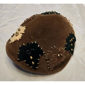 Vintage Corona Italian Alpine Tyrolean Felt Hat Acorn Stud Appliqué Size 57